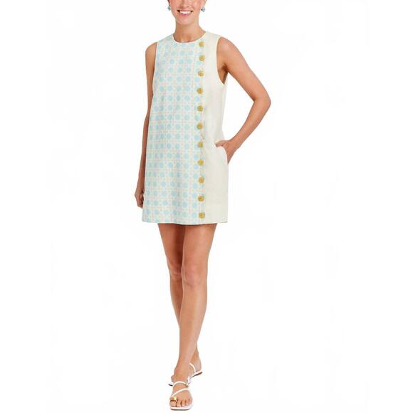MESTIZA NEW YORK Dresses & Skirts - NEW MESTIZA NEW YORK scallop mini dress in blue and ivory
